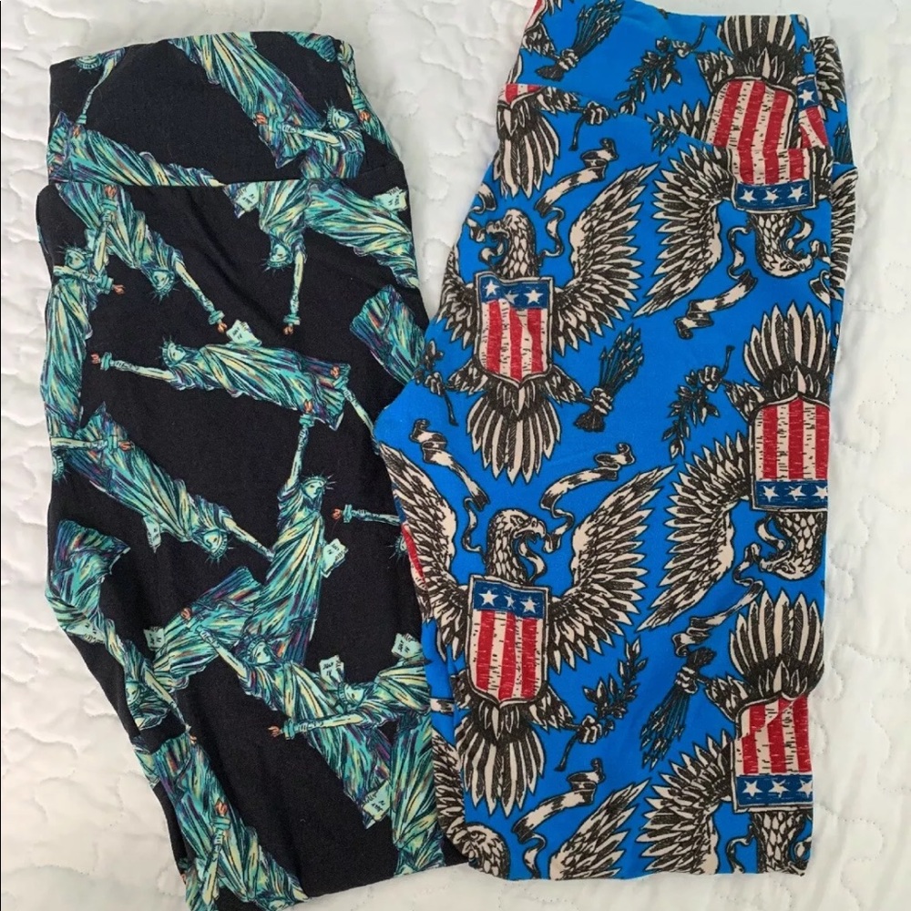 2 pairs of fourth of july americana print leggings